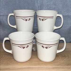 MELODY by Corning Corelle Elegant White and Brown Floral Mug set of 4